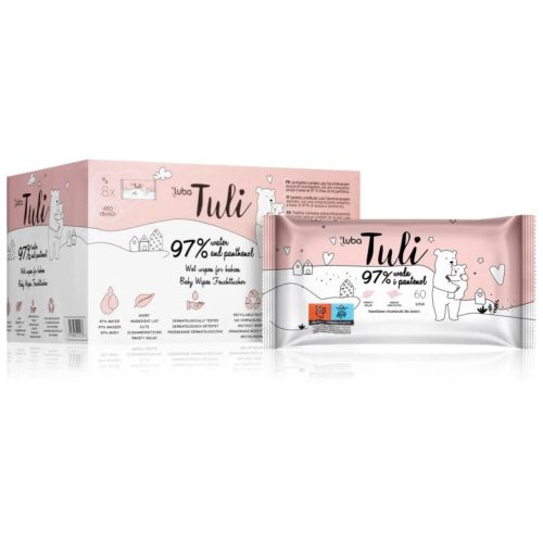 LUBA Tuli panthenolos nedves törlőkendő, 97% nedvességtartalom - 8x60 db
