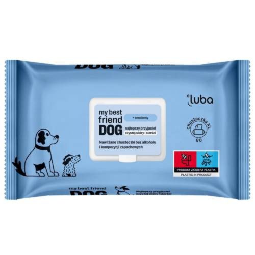 LUBA Nedves törlőkendők kutyája bőrének és szőrének tisztítására és védelmére - 60 db